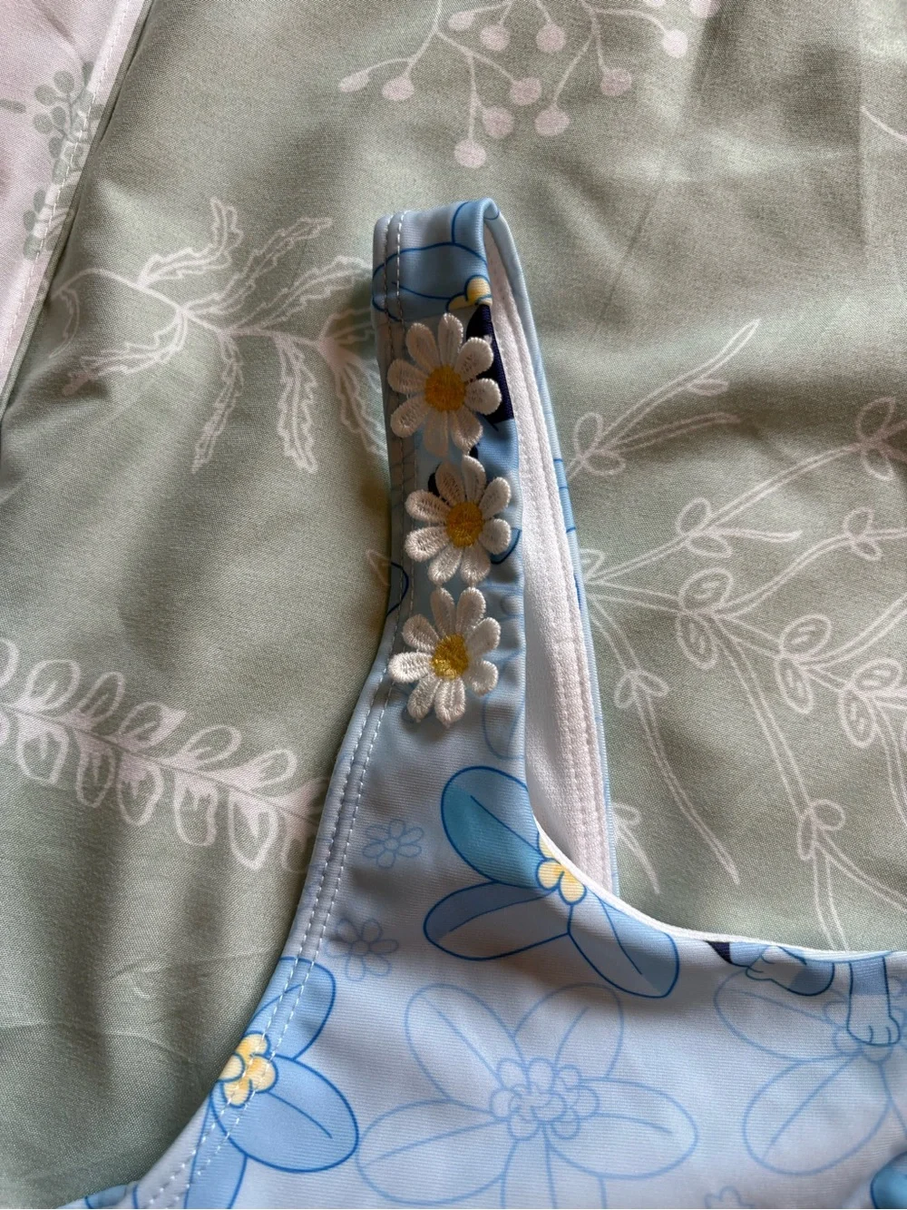 Blue Floral & Gingham Girls' Swim Bikini by Bluey